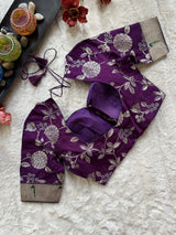 Purple embroidered Silk Blouse 36