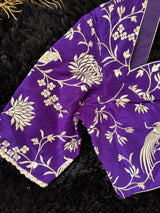 Purple Parsi Embroidered Silk Blouse 38