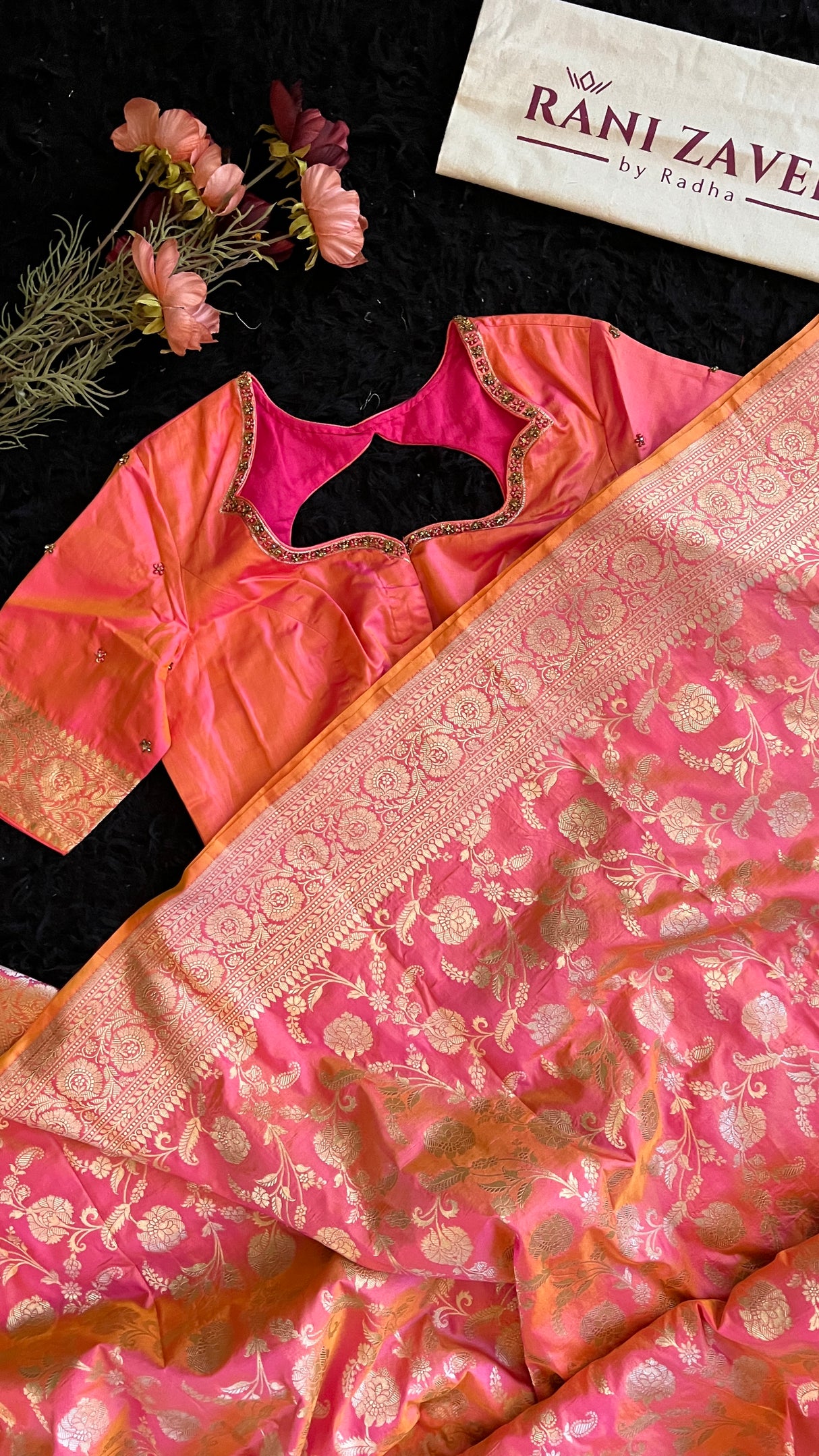 Salmon Color Banaras Katan Silk
