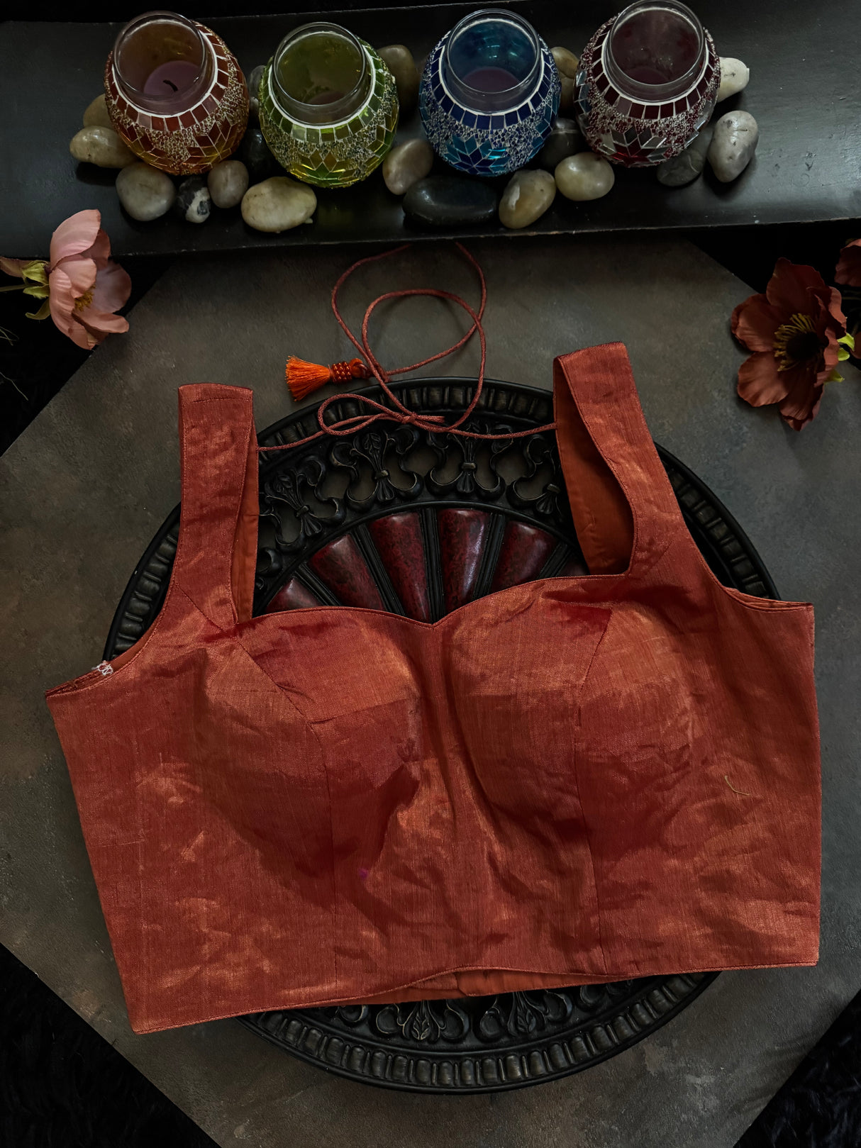 Rust Tissue Sleeveless Blouse 36