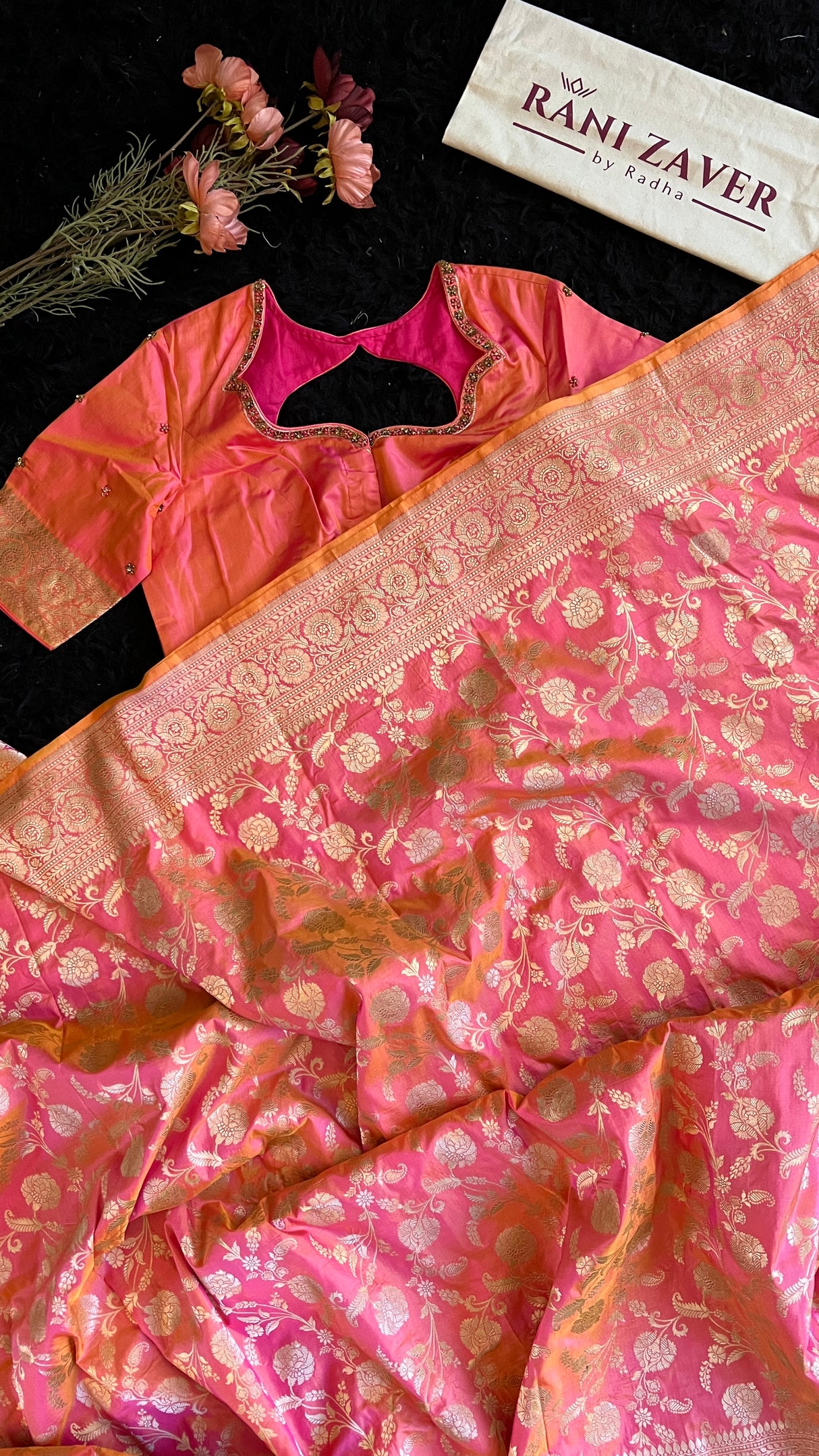 Salmon Color Banaras Katan Silk