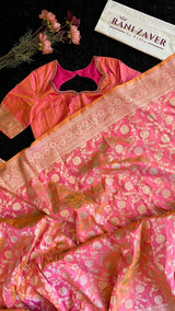 Salmon Color Banaras Katan Silk