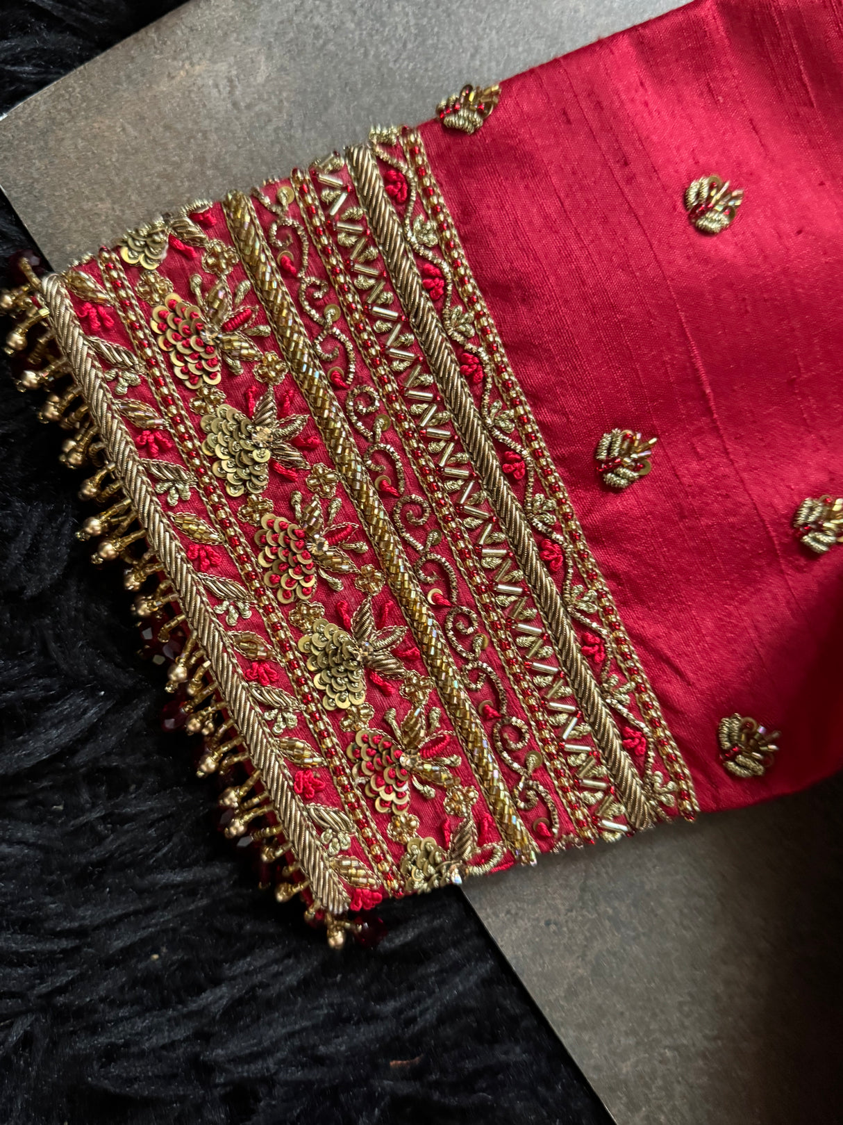 Bridal Blouse RED raw silk