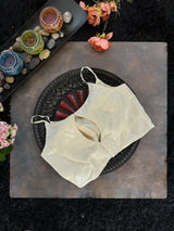 Cream Color Sequins Spaghetti Strap Blouse 36 38