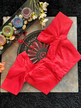 Red Vaira Ooosie Silk Leave Neck Blouse 38