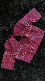 Magenta Kathiawadi Hand Embroidered