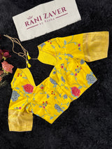 Yellow Cross Stitch Floral Embroidered Blouse 38