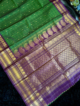 Seco Gadwal Silk Cotton Green Wine
