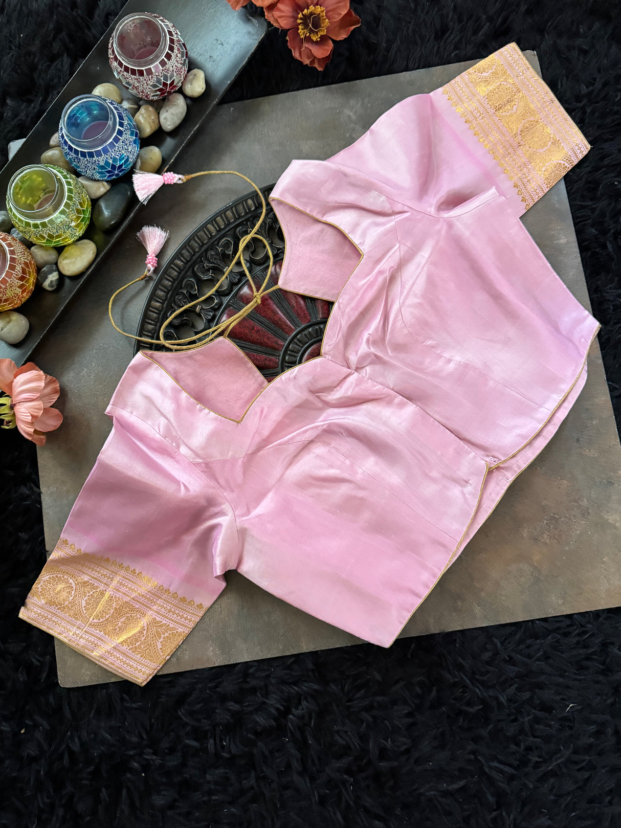 Turquoise Light Pink Gadwal Handloom Pure Silk