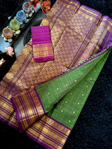 Seco Gadwal Silk Cotton Green Wine