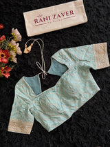 Powder Blue Gold Embroidered Blouse 38