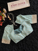 Powder Blue Gold Embroidered Blouse 38