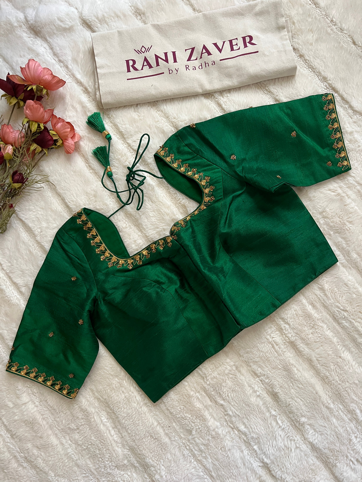 Green Raw Silk Blouse 38