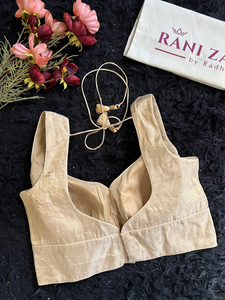 Beige Gold Tissue Blouse 38