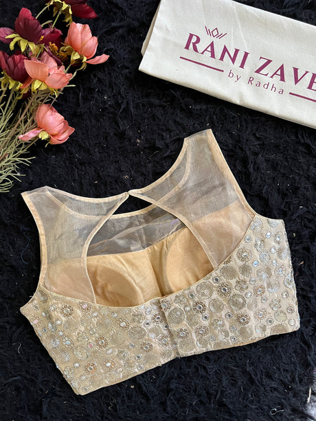 Mirror Work Beige Gold  Blouse 36