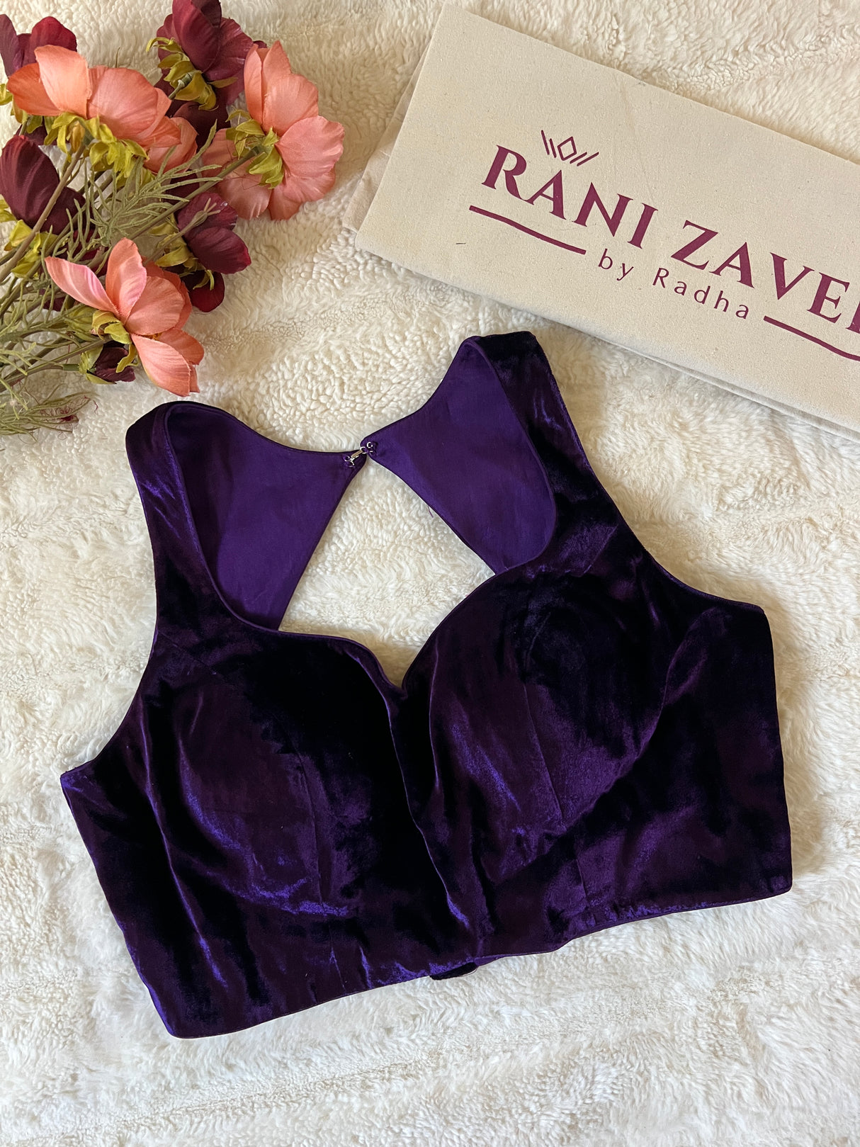 Purple Velvet Halter  Blouse 34