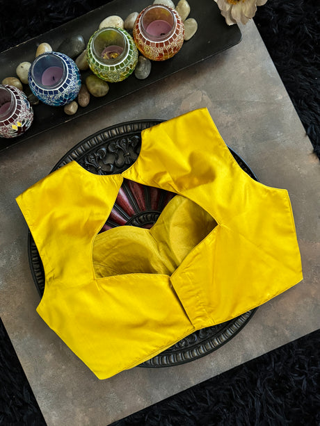 Yellow Silk Closed Shoulder blouse 36