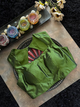 Green Silk Closed Shoulder blouse 38