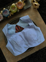 Blue crepe Closed Shoulder blouse 38