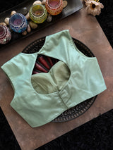 Mint Green Silk Closed Shoulder blouse 36