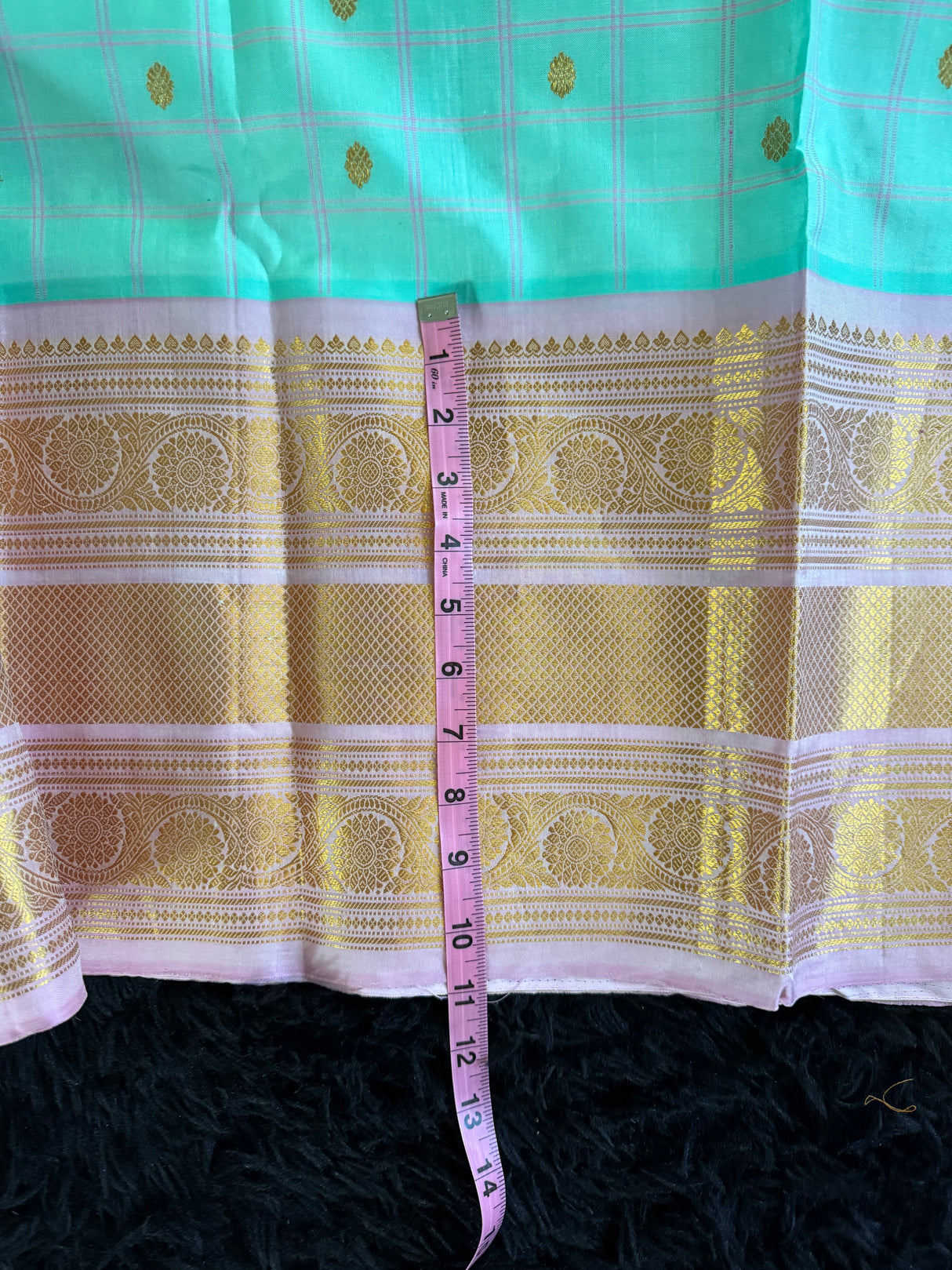 Turquoise Light Pink Gadwal Handloom Pure Silk