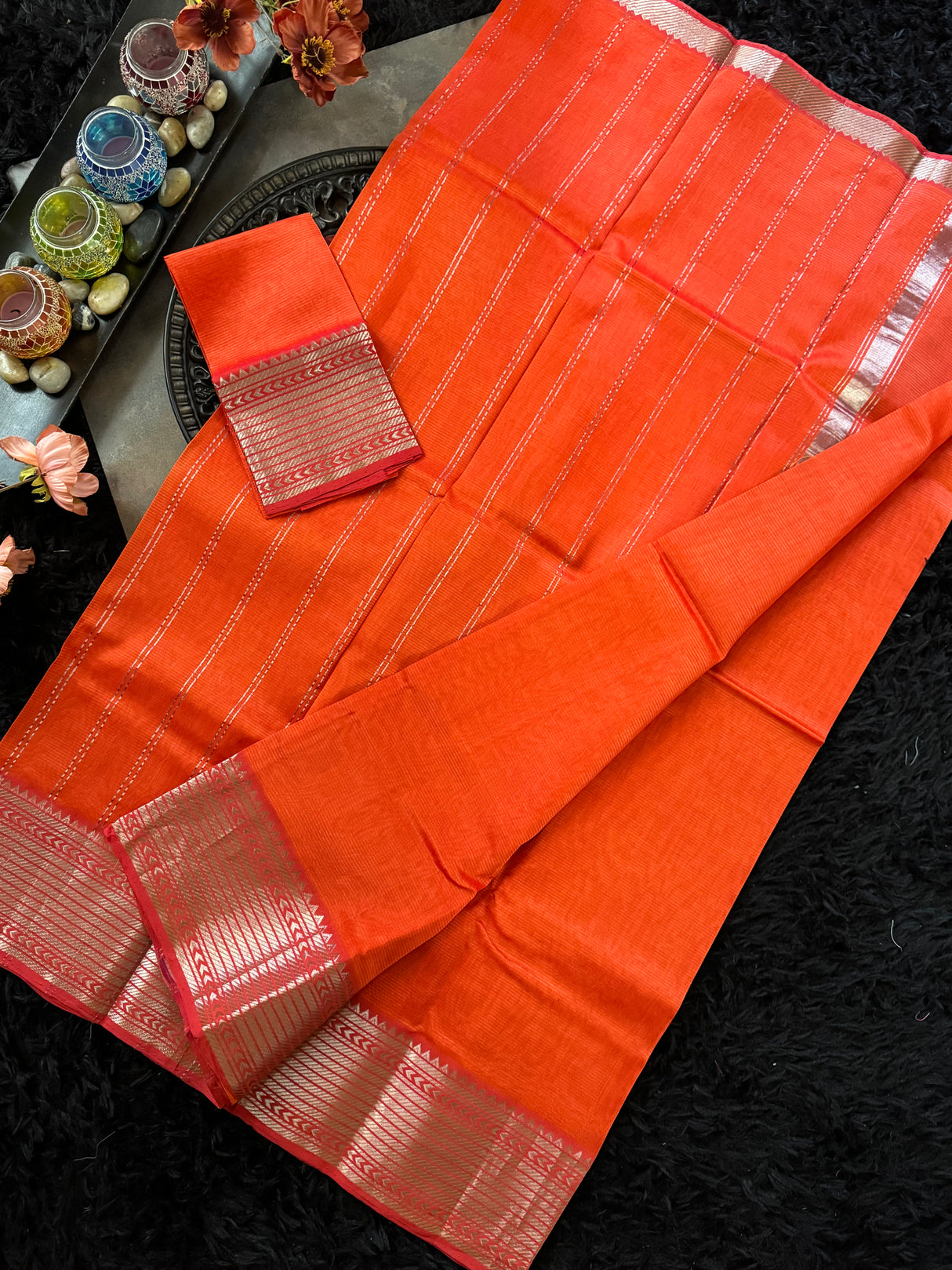 Orange Mangalagiri Pattu