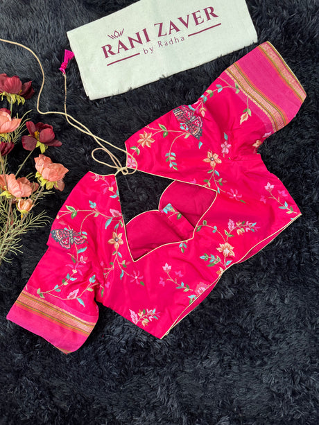 Rani Pink Cross Stitch Floral Embroidered Blouse 38