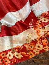 White Red Stripes Satin Chiffon Trisha Saree