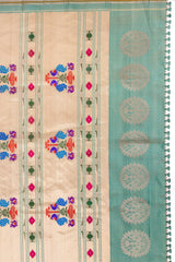 Maharani Kalanjali Pastel shade (Powder blue) Silver Zari Paithani Handloom Pure Silk AUS