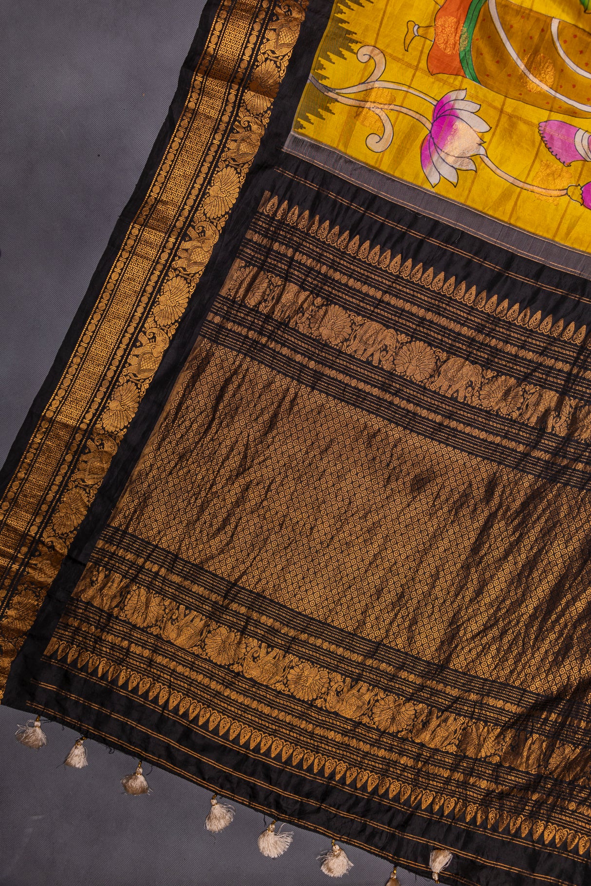 Hand Painted Gadwal Pure Silk saree