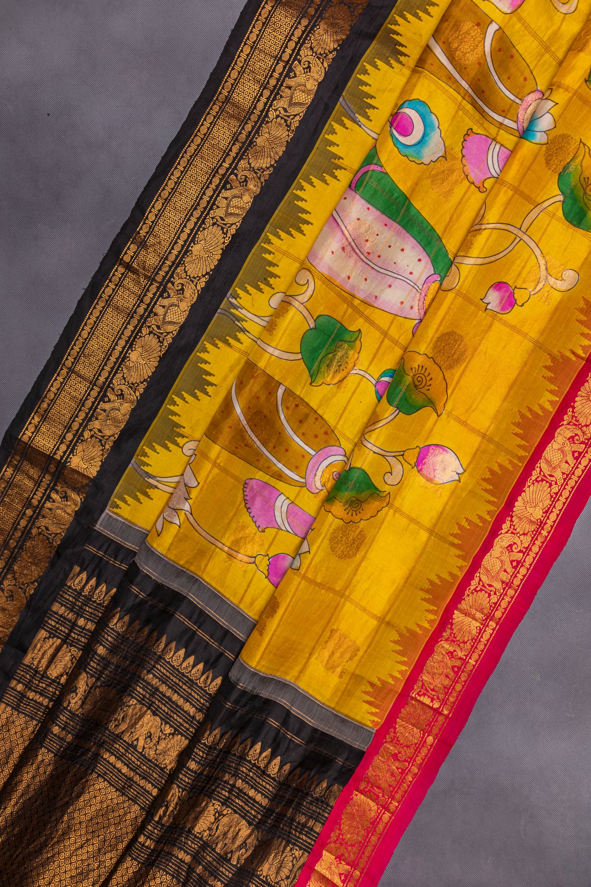 Hand Painted Gadwal Pure Silk saree