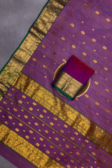 Chanderi Kora Katan Silk With Stitched Blouse