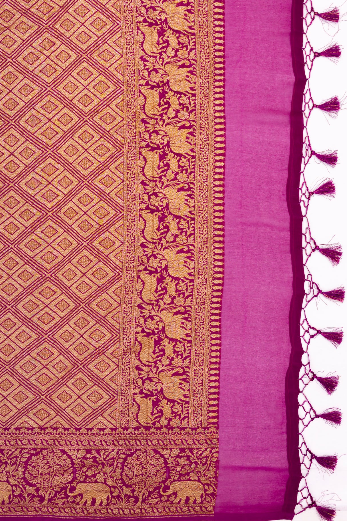 Banarasi Khadi Georgette Shikargah with antique zari