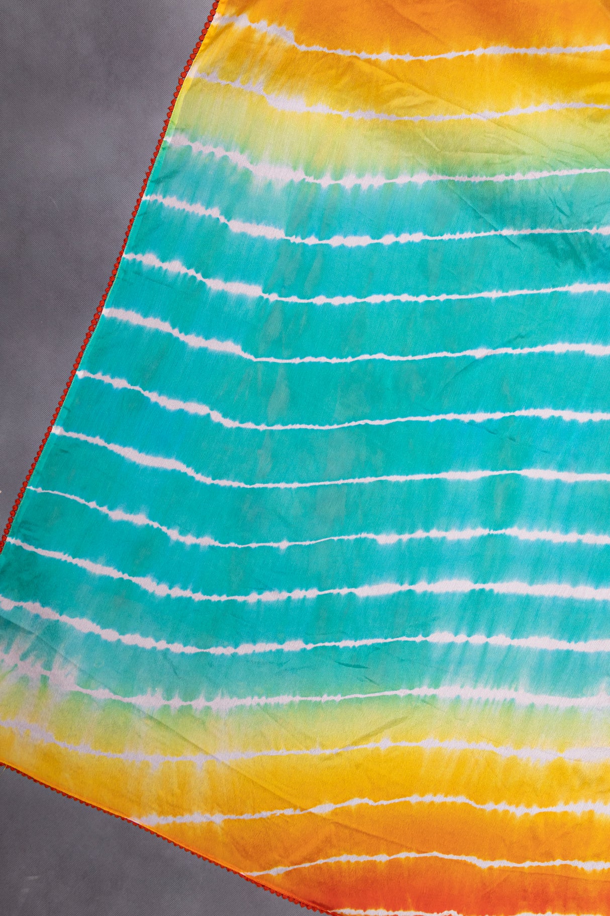 Leheriya pattern Shibori Tye and Dye multi color on Chiffon with Stitched Blouse 