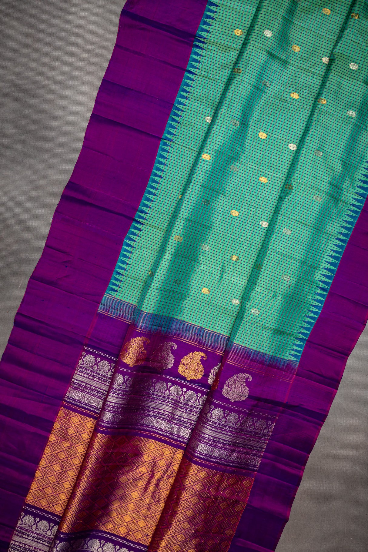 Gadwal handloom Pure Silk With Stitched Blouse