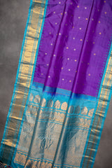 Gadwal handloom Pure Silk Purple Blue 