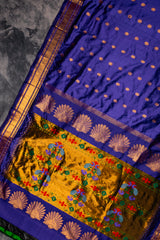 Maharani Paithani Handloom Single color Pure Silk saree