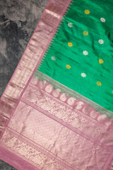 Gadwal Handloom Pure Silk in Silver Zari