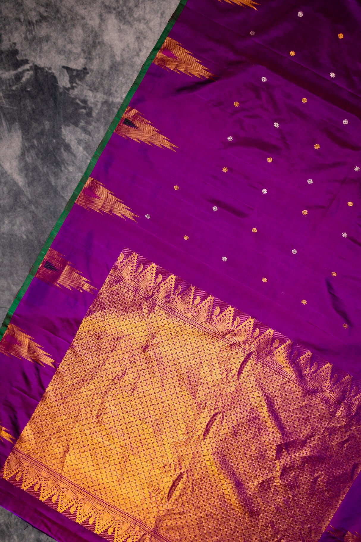 Gadwal Pure Silk saree Purple Temple