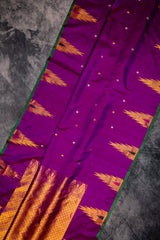 Gadwal Pure Silk saree Purple Temple