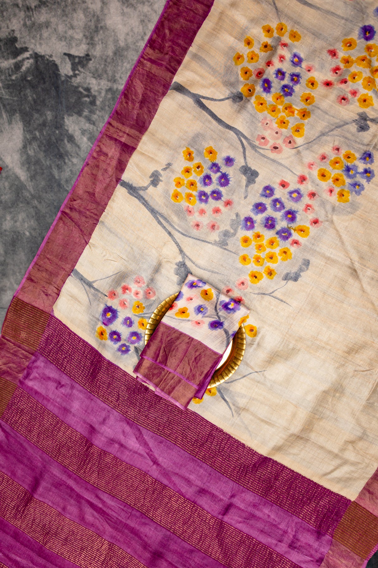 Hand Painted Tussar Silk