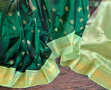 Bottle Green SECO Kanjeevaram pure Silk pure Cotton