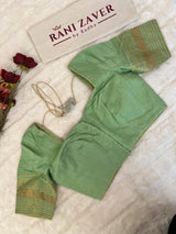 Bottle Green SECO Kanjeevaram pure Silk pure Cotton