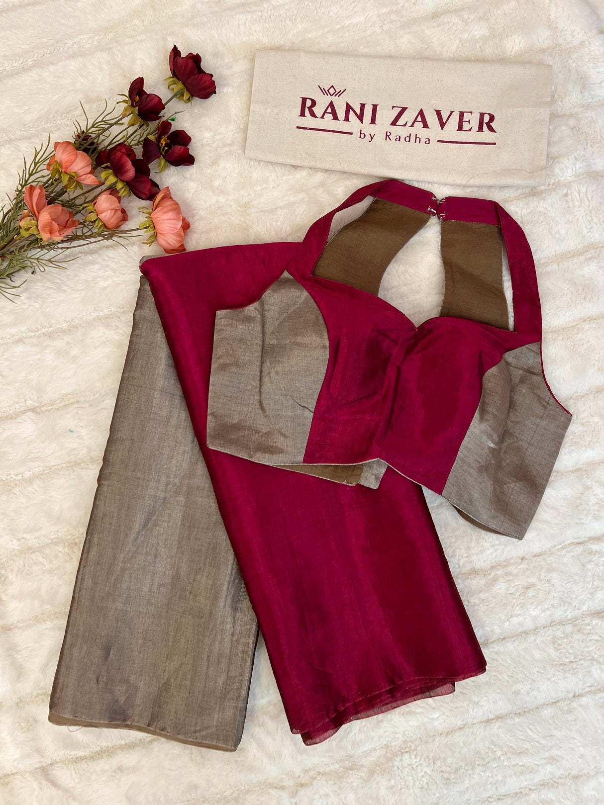 Silver wine Tissue Pattu Silk