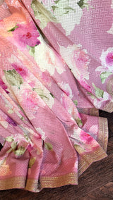 Floral Georgette with Sequins - All Pink