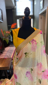 Floral Georgette with Sequins - Mustard Yellow