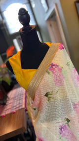 Floral Georgette with Sequins - Mustard Yellow