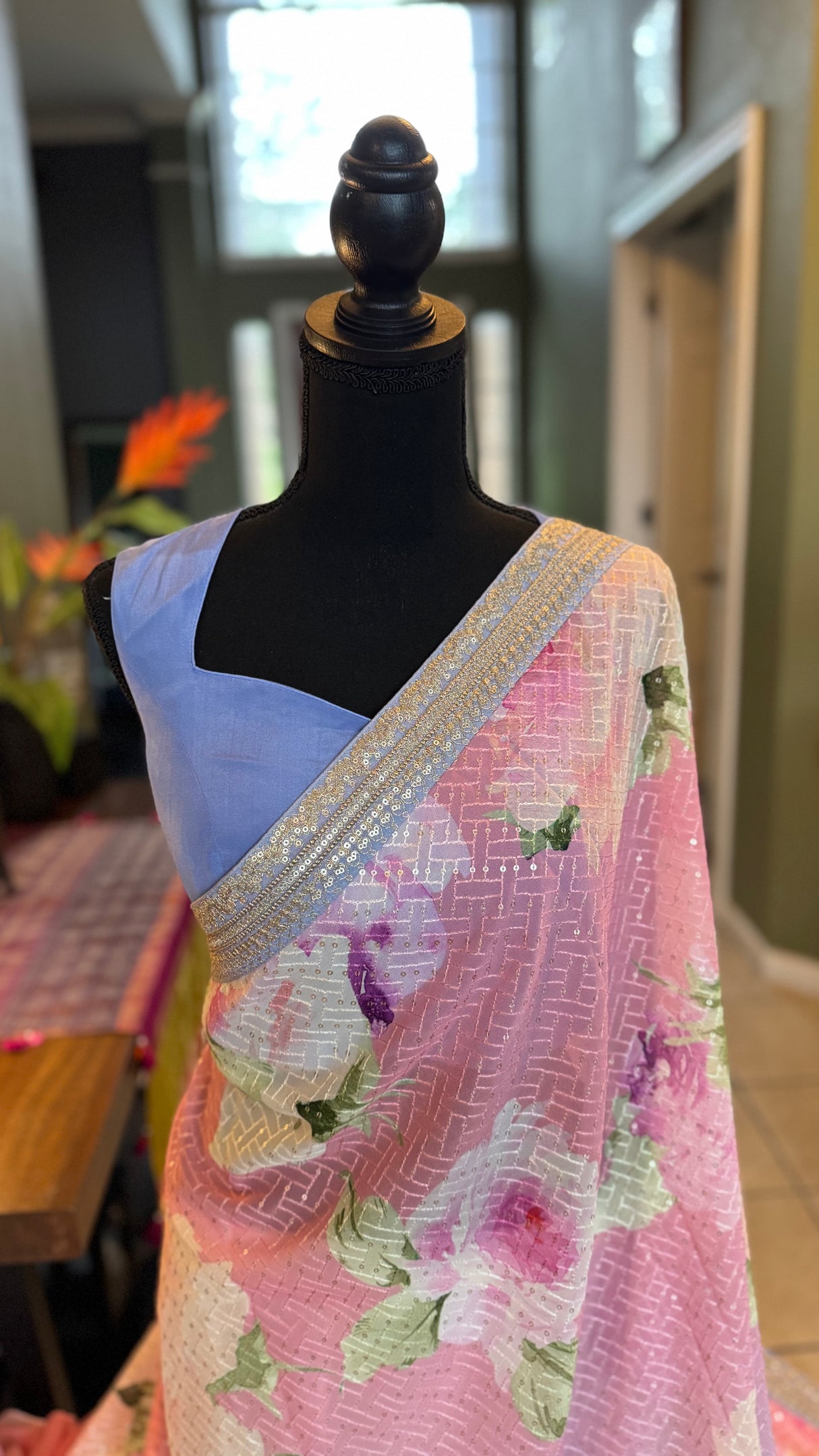 Floral Georgette with Sequins - Lilac shades