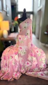 Floral Georgette with Sequins - All Pink