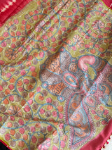Pure Gachi Tussar Shibori Tie & dye With Kantha Work